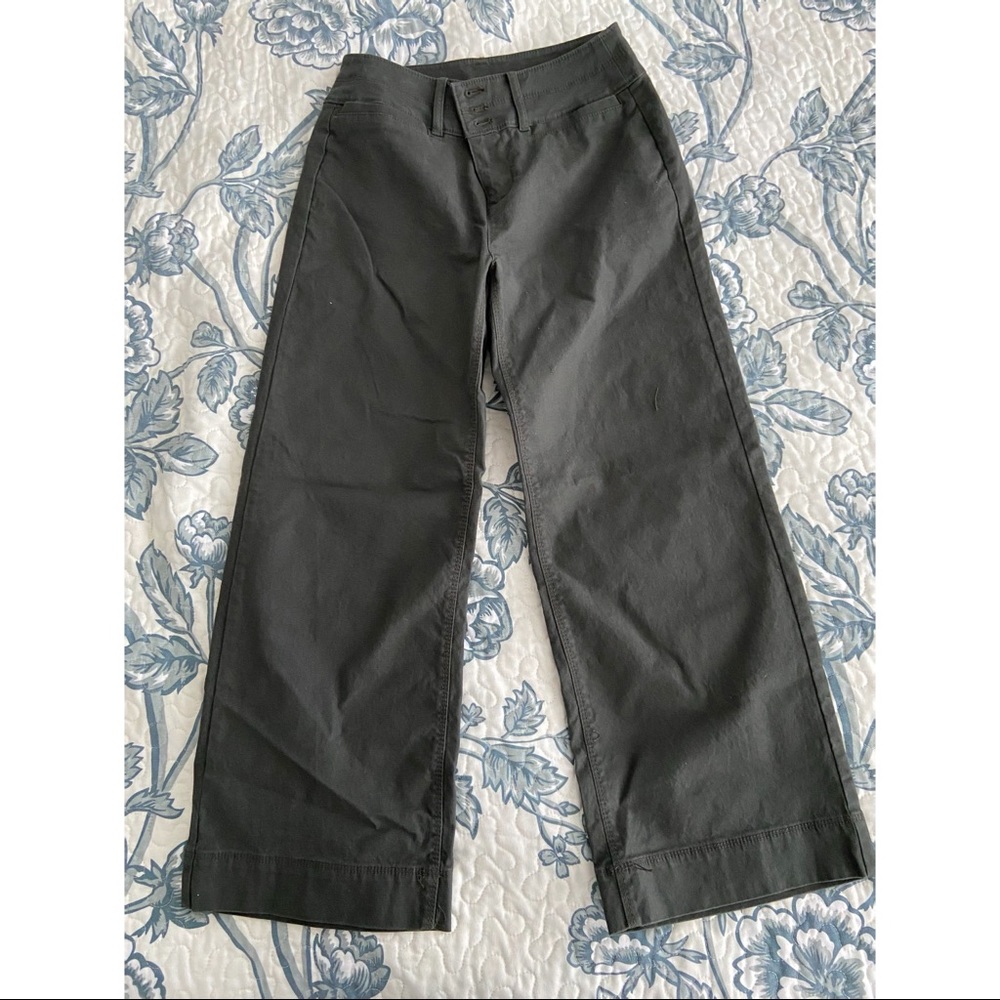 LOFT Petite Button Front High Waist Wide Leg Pants